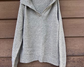 Vintage Carolyn Taylor Womens V-Neck Sweater Size L Gray Knit Acrylic Blend