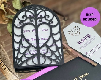 Gothic Wedding Invitation Suite with RSVP Cut File