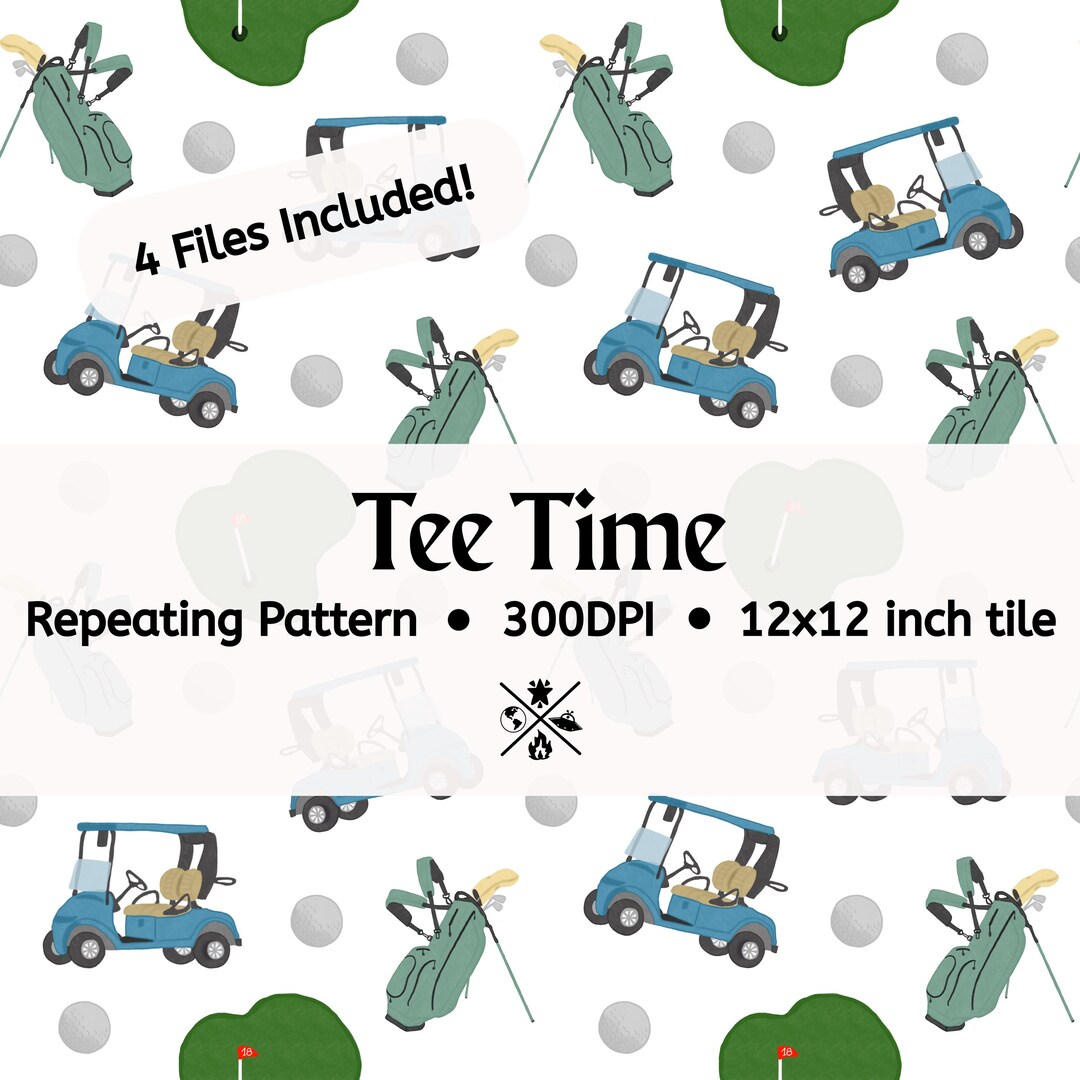 Golf Seamless Pattern 300 DPI PNG Instant Download Tee Time - Etsy