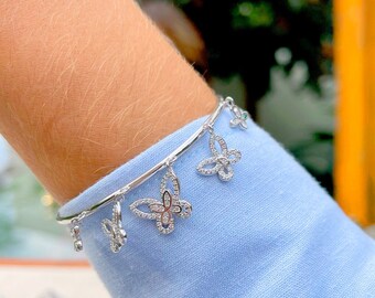 Butterfly CZ Bracelet • 925 sterling • Diamond Bracelet •  Unique Jewelry • Bridal Jewelry • Mother's Day Gift • Bracelet Charm