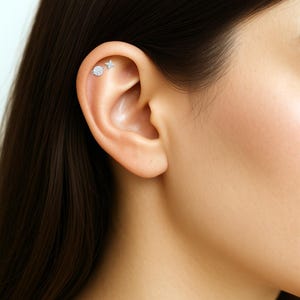 Saturn Star Cartilage Earring: Sterling Silver Helix Piercing