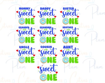 Sweet One Donut SVG Bundle - Matching Family Birthday Shirts