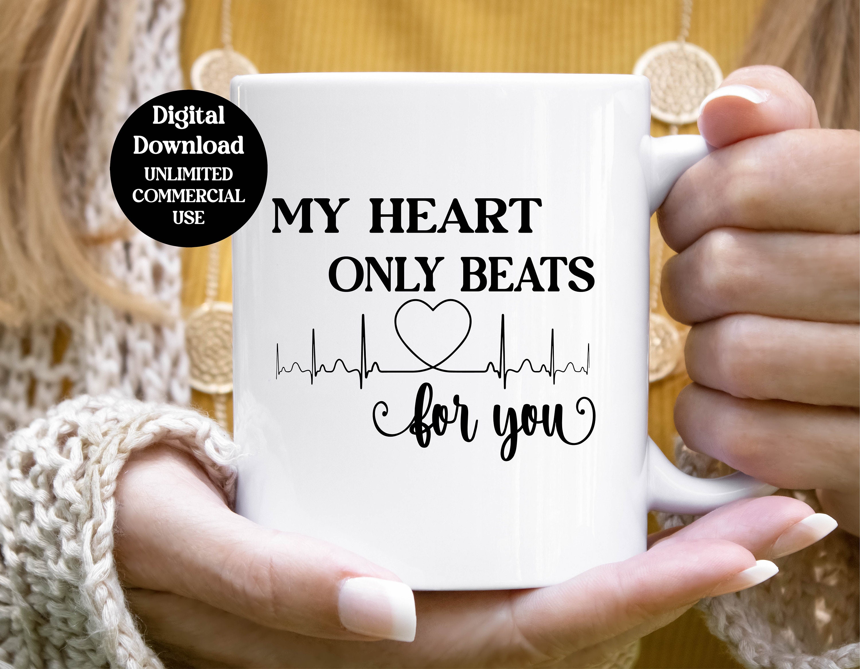 Romantic Love SVG: My Heart Only Beats for You - Instant Download - Etsy
