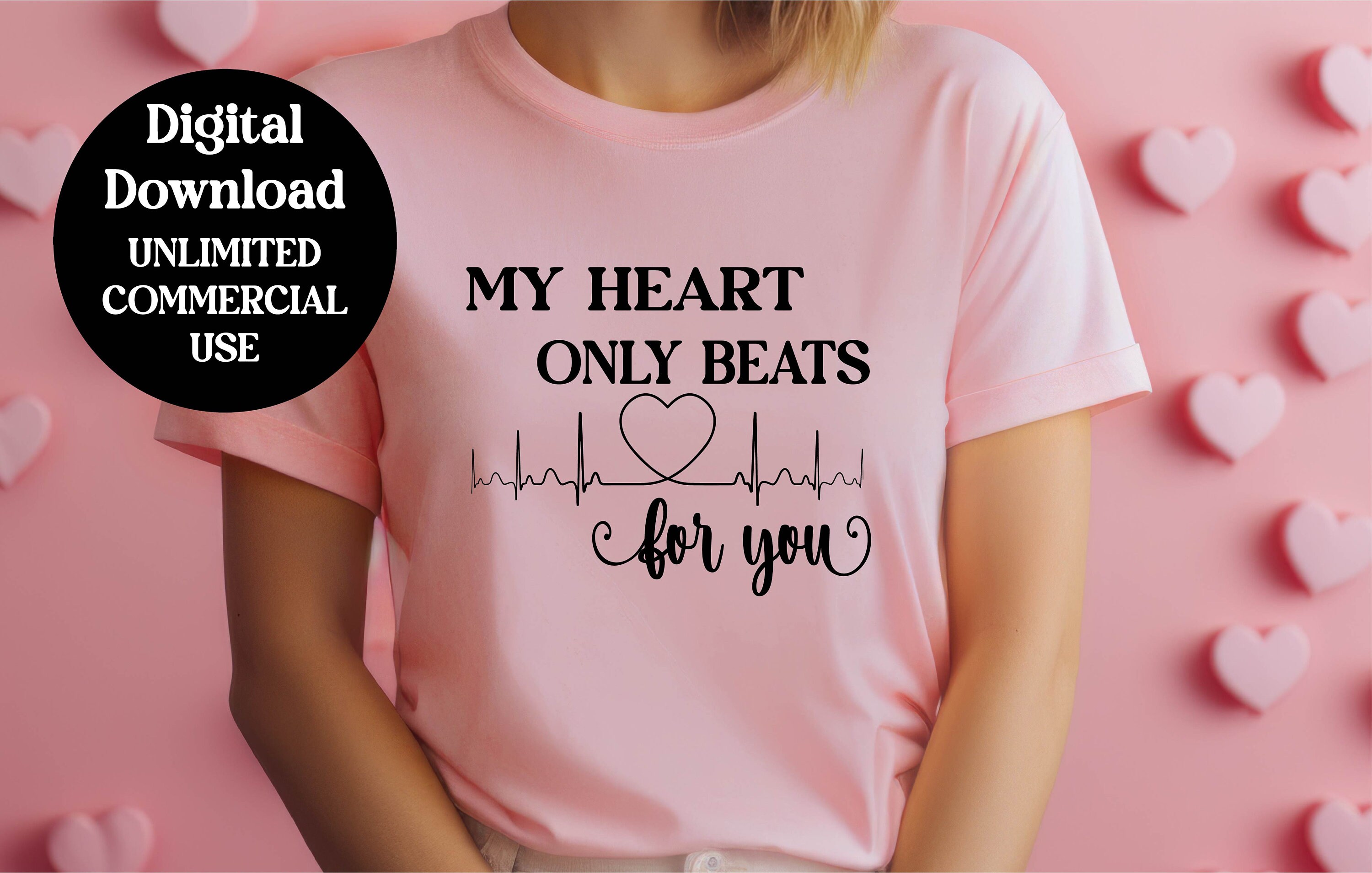 Romantic Love SVG: My Heart Only Beats for You - Instant Download - Etsy