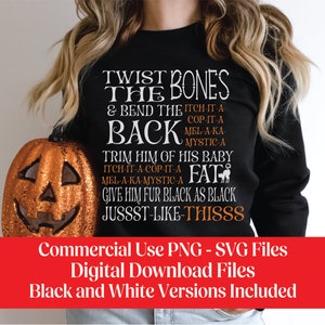 Hocus Pocus ispirato Twist The Bones Halloween Quote SVG - Perfetto per decorazioni di Halloween fai da te