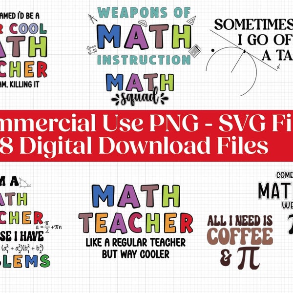 Math Teacher SVG Bundle - 8 Fun and Educational Designs