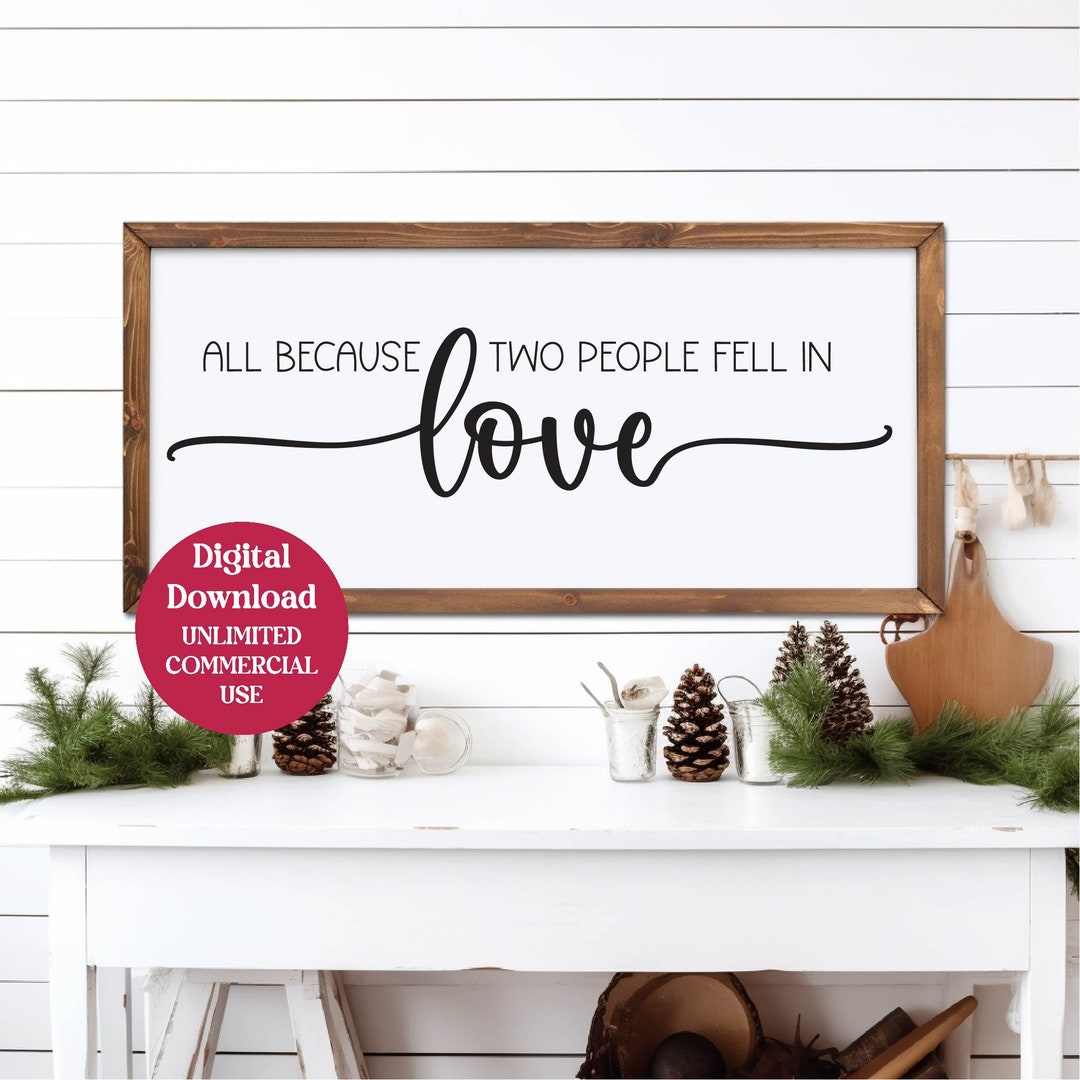 Adesivo Murale Vinile Fustellato Con Scritta 'All Because Two People Fell In Love' – Decorazione Parete, Nero Opaco, 55,9 Cm - 6