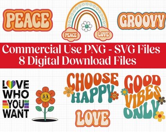 Hippie SVG Bundle | Peaceful and Groovy Designs for Crafts and Projects