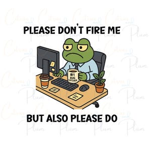 Humour de bureau Meme PNG | Idée cadeau collègue drôle de travail grenouille en téléchargement numérique