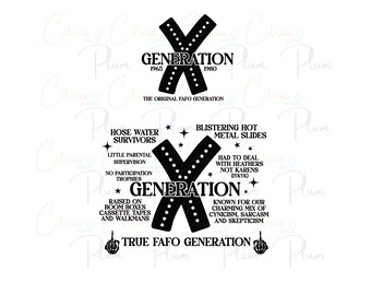 Generation X Clip Art Digital Download - Retro Graphics Collection for DIY Crafts & Design Projects