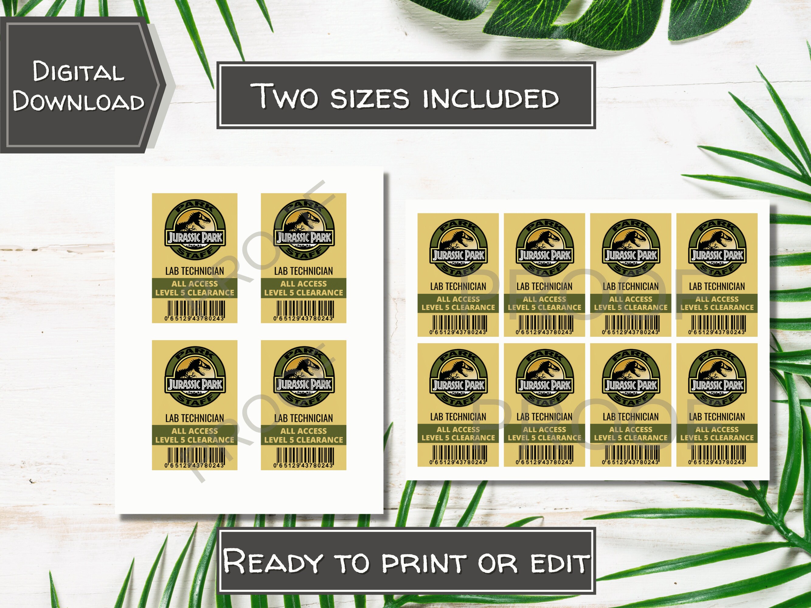 Jurassic Park Staff Badge All Access Pass for Lanyard Lab - Etsy