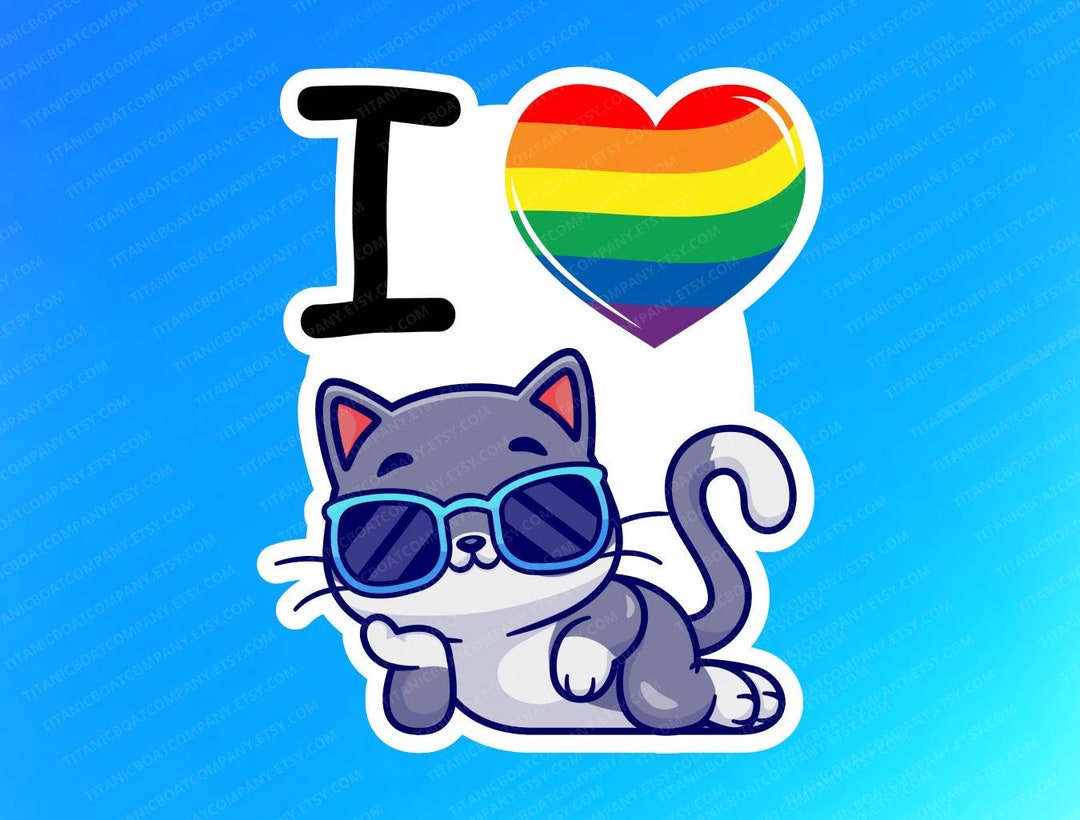I Heart Cat Sticker: Gay Pride LGBTQ Vinyl Decal - Etsy