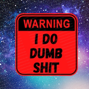 Warning I Do Dumb Shit Sticker, Humorous Vinyl Decal