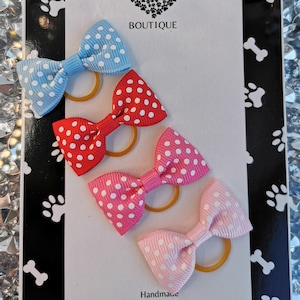 Polka Dot Dog Hair Bows, Polka Dot Dog Bows, Polka Dot Hair Ties, Polka Dot Pet Hair Accessories, Polka Dot Dog Grooming Hair Accessories