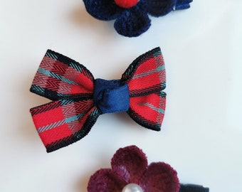 Fashion Flowers Plaid Bow Dog Hair Clips|Hair Bows for Dogs| Hair Clip for Dog Top Knot| Hair Clips for Small Dogs|Dog  Hair Accessory