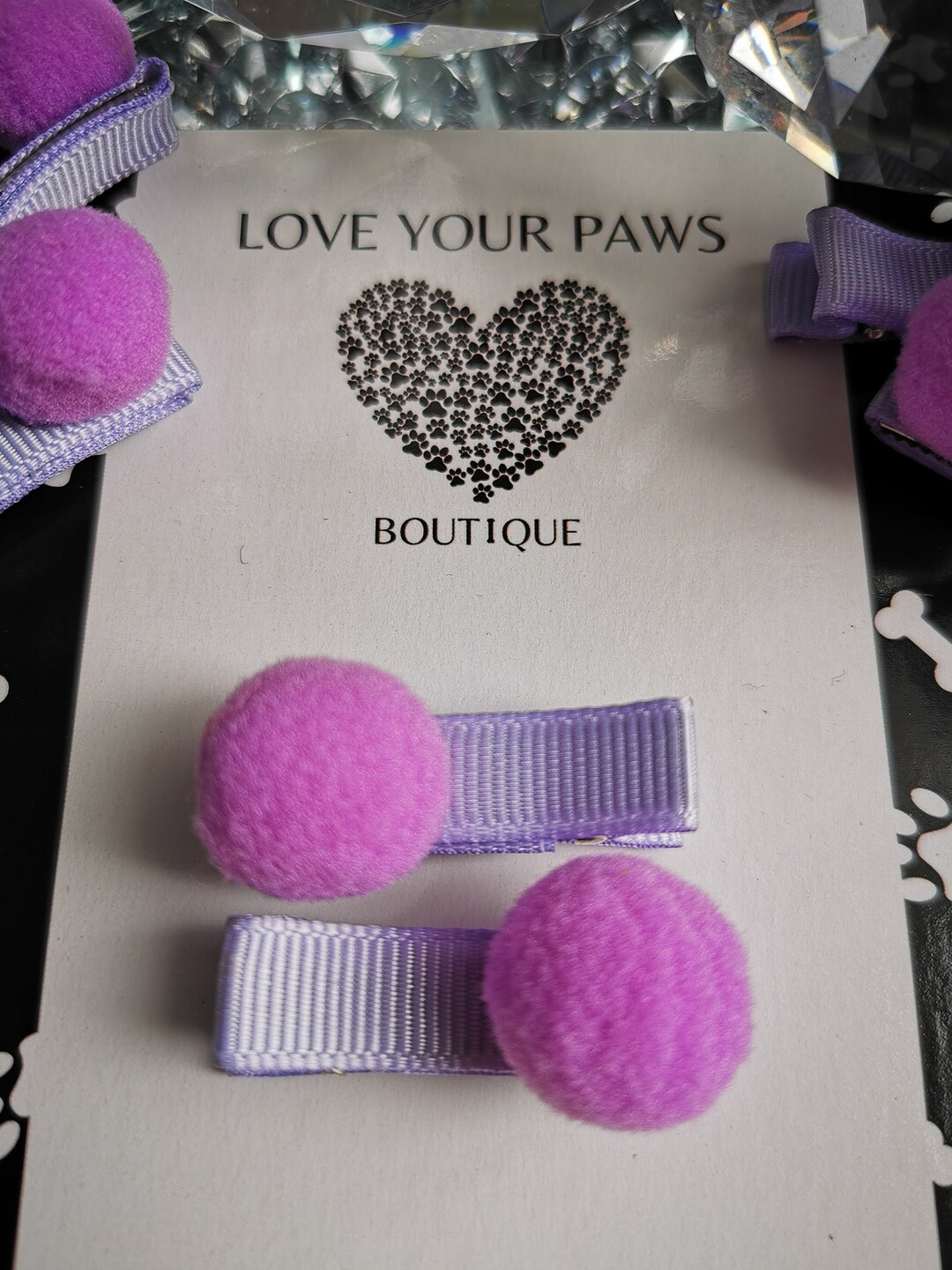 Purple Pom Pom Dog Hair Clip Dog Hair Clip Pom Pom Dog Etsy