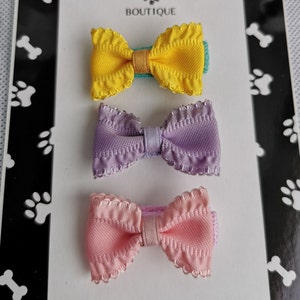 Frilly Spring Dog Bows, Frilly Spring Dog Hair Bows, Frilly Dog Hair Ties, Spring Dog Hair Clips, Dog Hair Clip, Dog Hair Bows, Hair Clips