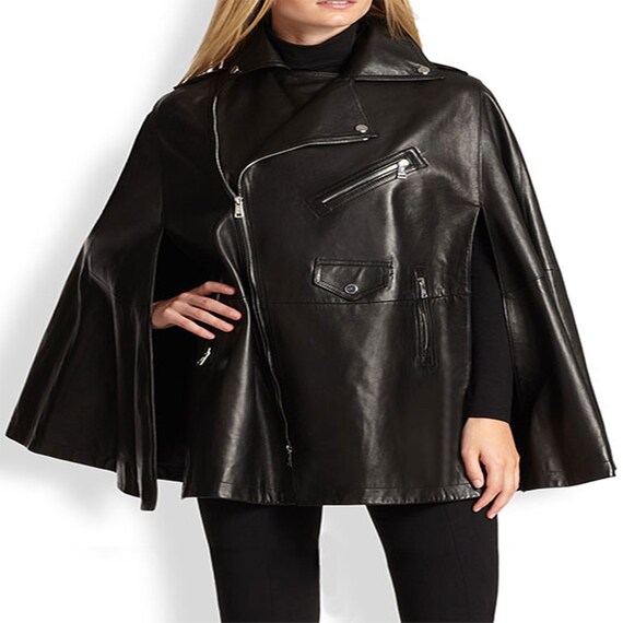 Leather Cape Poncho women Jackets 