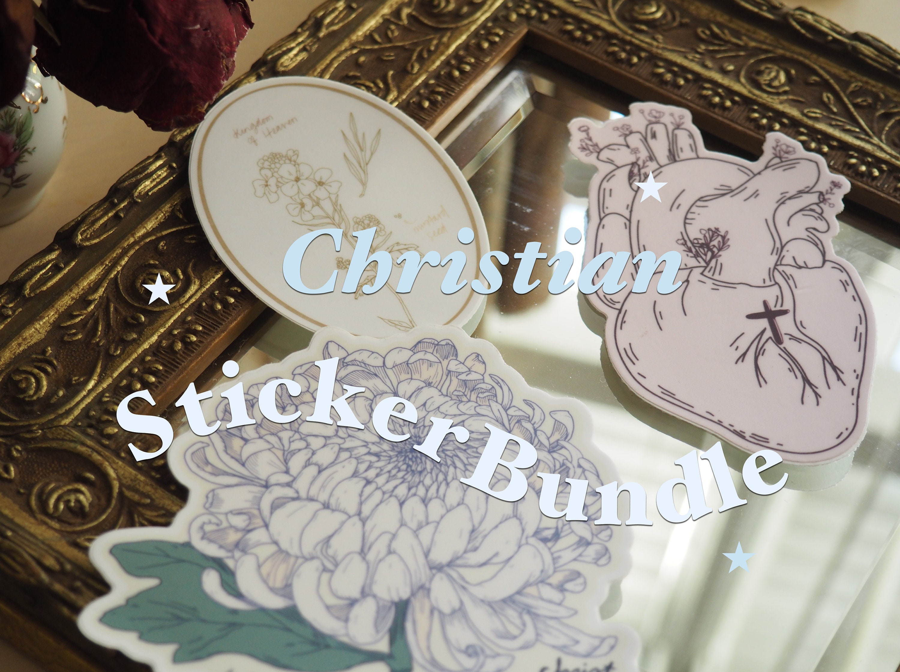 Cross Sticker, Holographic Christian Sticker, Christian Hydroflask  Stickers, Christian Waterbottle Stickers, Waterproof Cross Stickers 