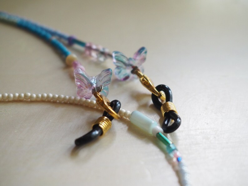 Pastel Butterfly Beaded Glasses Chain - Etsy