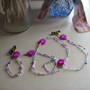 Chaîne à lunettes ornée de perles de couleur pastel | Lunettes confortables | Collier à lunettes en guirlande