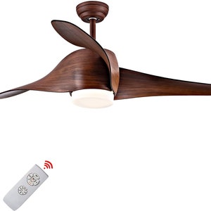 Ceiling Fan with Lights and Remote Control in Walnut Finish, Opal Glass, For Living Room, 52 Inch