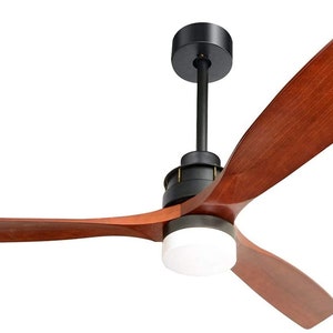 60 Inches Ceiling Fan With Lights 3 Carved Wood Fan Blade Noiseless Reversible Motor Remote Control