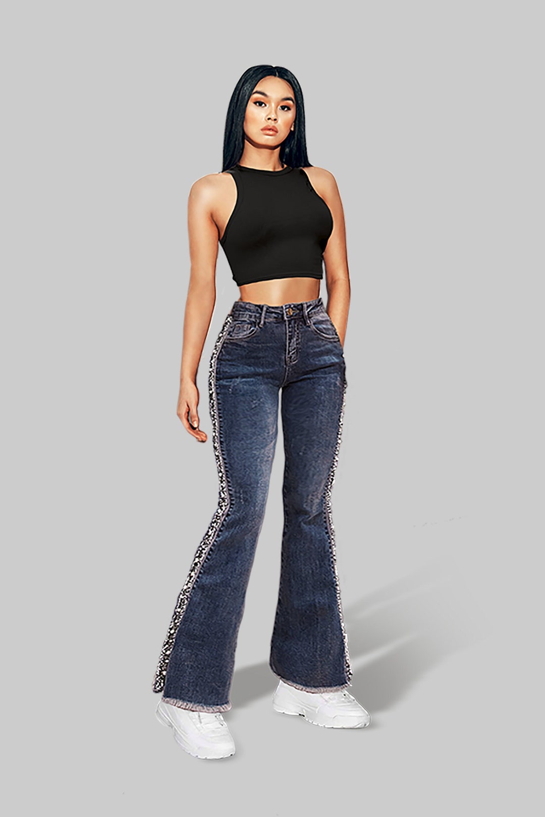 パンツ Beaded design black flare denim il_1080xN.4112604813_f3xu.jpg