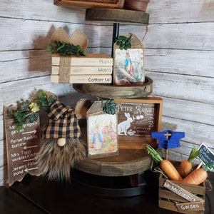 Spring tier tray, Easter tier tray, Easter decor, Easter vintage decor, Easter, Spring signs, Easter signs, Peter Rabbit, Peter Rabbit decor