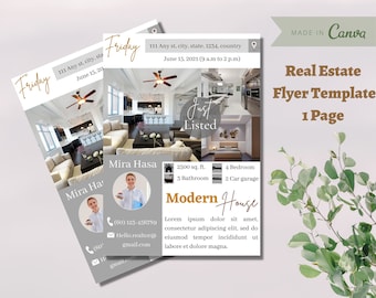 Home Marketing Just Listed Open House Real Estate Flyer, Realty Email Modern Home Listing Canva Template, Realtor For sale and Lease flyer