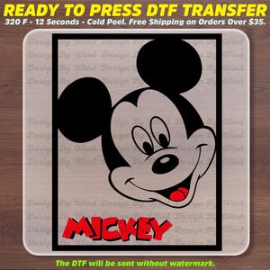 Mickey Mouse Dtf Transfer, Classic Mickey Ready To Press, Full Color DTF Print, Custom Heat Transfer, Ready To Transfer Disney