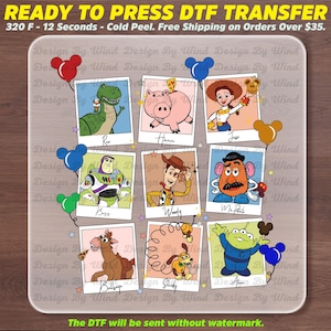 Toy Story Character Polaroid DTF Transfer, Buzz Woody Jessie Ready To Press, Heat Press Transfer, Custom DTF Sheet, Pixar DTF Print