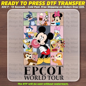 Disney Epcot Dtf Transfer, Epcot World Tour Dtf, Mickey And Friends Shirt, Disneyland Dtf, Disney Trip Dtf, Disney Ready To Press
