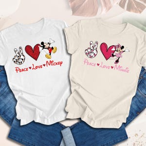 Peace Love Mickey Shirt, Disney Couple Sweat, Peace Love Minnie Shirt, Disney Trip Sweatshirt, Disneyland Shirt, Disney World Shirt