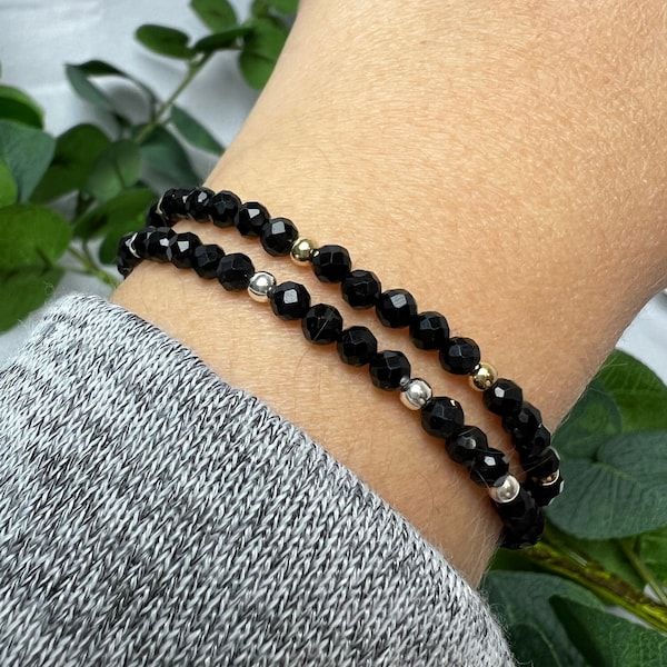 Black Tourmaline Beaded Bracelets | High Grade Crystal Bracelets | Stretch Bracelets | The Bracelet of Strength and Protection | 4mm Beads