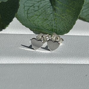 Mini Sterling Silver Heart Ear Studs, Heart Earrings, Sterling Silver Earrings - Width 5.5mm
