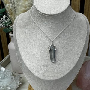 Blue Tara Tumbled Pendant, set in Sterling Silver from Bahia Brazil | Blue Amphibole | Pendant 2.8cm. With Setting 4cm | Chain Optional