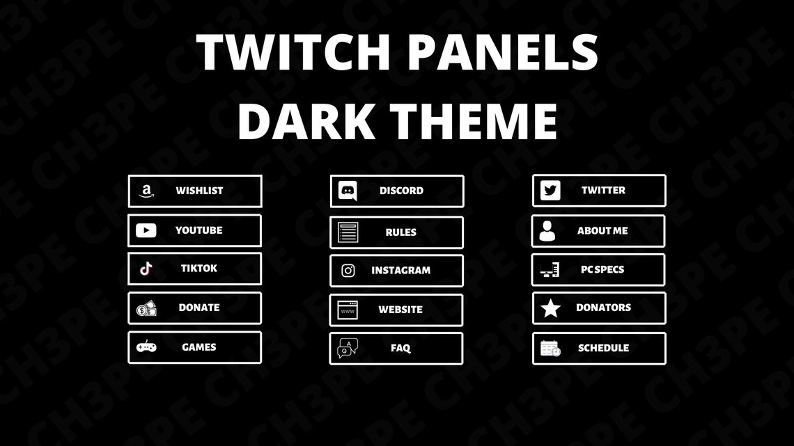 15 Simple Black and White Panels twitch Panels instant - Etsy Hong Kong