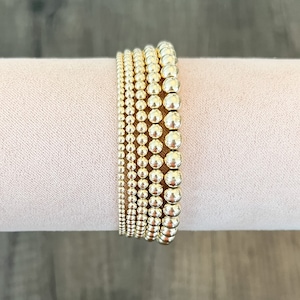 14k gold filled beaded bracelet | gold stretch bracelet | 2mm 2.5mm 3mm 4mm 5mm | minimalist | Gift for her | Christmas Gift