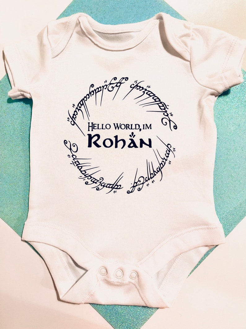 Personalised Lord of the Rings Babygrow Baby Vest Baby Birth Announcement Onesie image 3