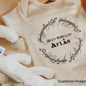 Personalised Lord of the Rings Babygrow Baby Vest Baby Birth Announcement Onesie image 1