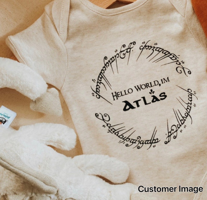 Personalised Lord of the Rings Babygrow Baby Vest Baby Birth Announcement Onesie image 1