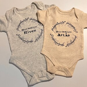 Personalised Lord of the Rings Babygrow Baby Vest Baby Birth Announcement Onesie image 4