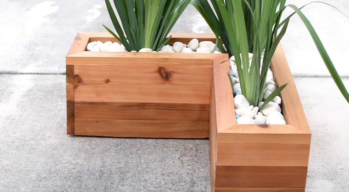 Outdoor Lshaped Cedar Planter Box made to Order Etsy