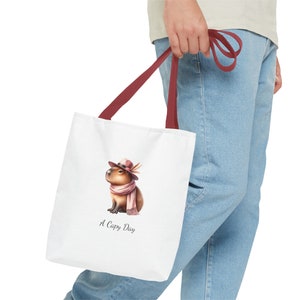 Capybara, Happy Capy Day, gift for her, girlfriend, sister, teacher, shopping, tote bag