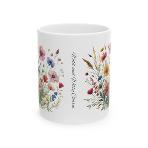 Flowers, Wild Flowers, Floral, Wild and Witty Charm, gift for him, gift for her, Ceramic Mug, 11oz