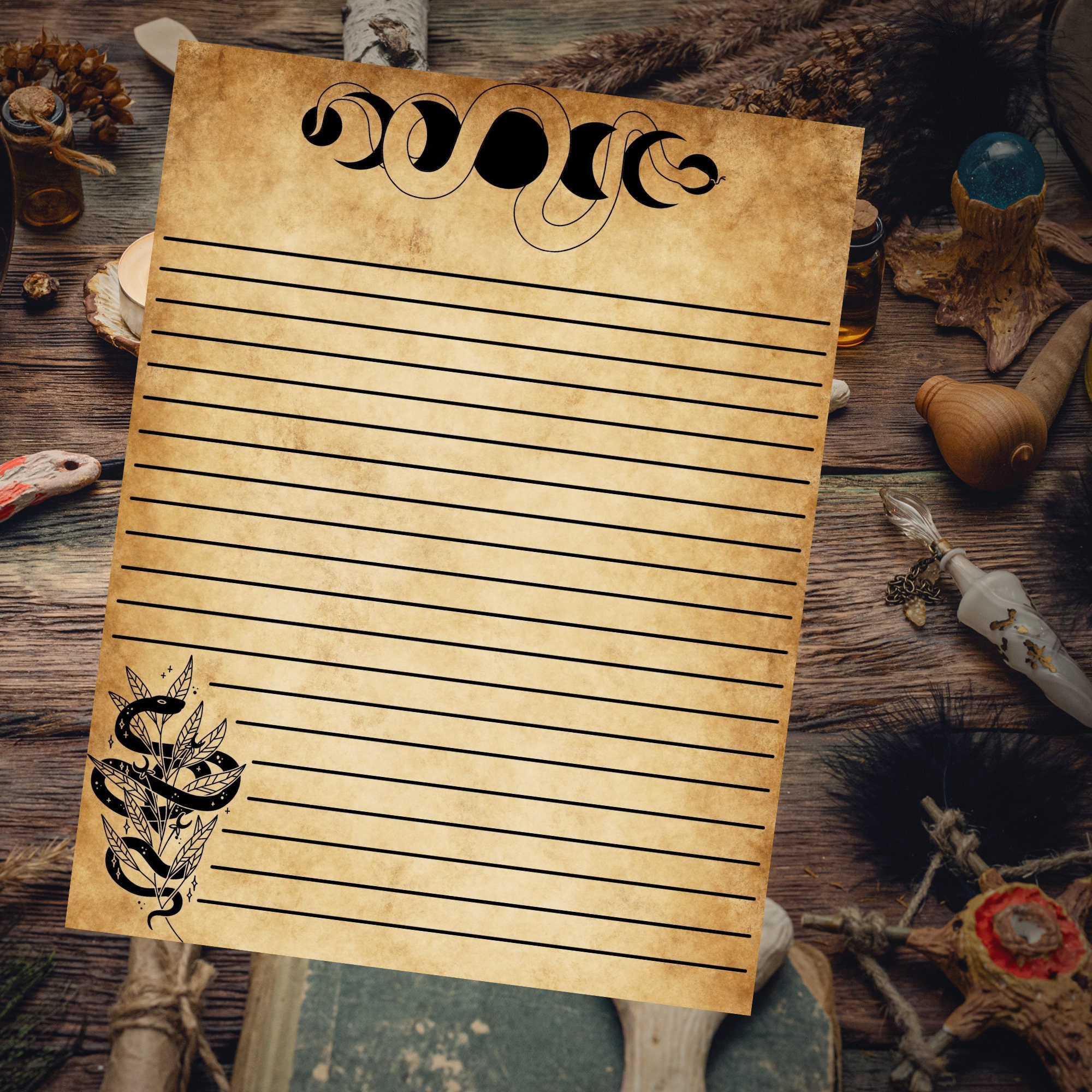 Lined Witchy Stationery Printable Bundle Book of Shadows - Etsy