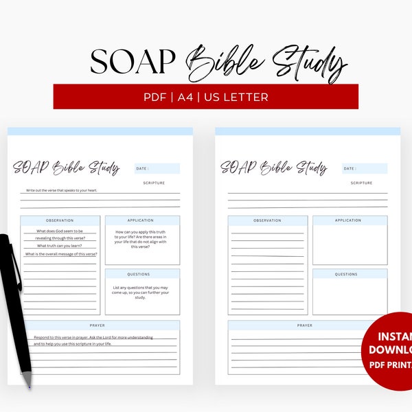 SOAP Bible Study Printable, SOAP Bible Study Template, Bible Study Printable, SOAP Bible Study, Soap Bible Study Journaling