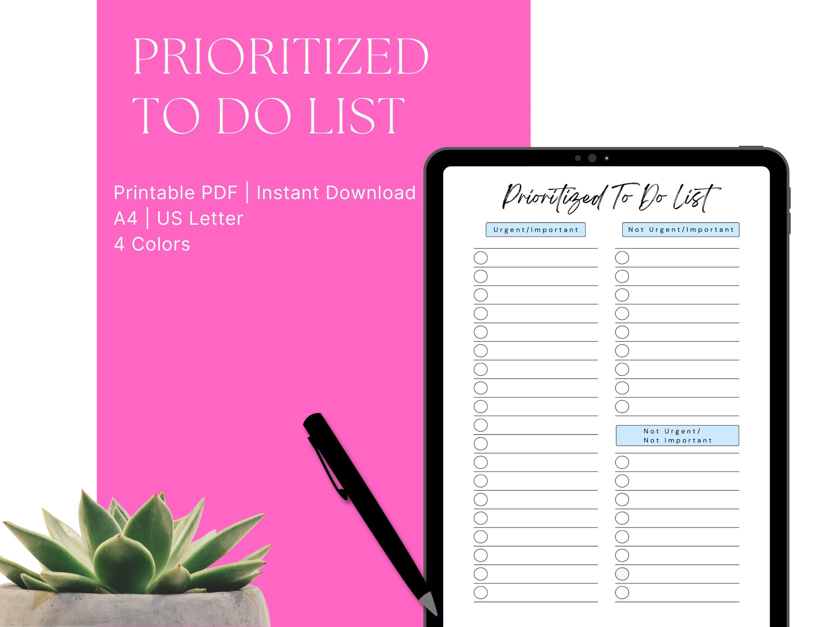 Prioritized List Example Prioritized to Do List Printable: A4, US Letter (instant Download) - Etsy