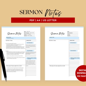 Sermon Notes Printable Template: Bible Study Journal (PDF)